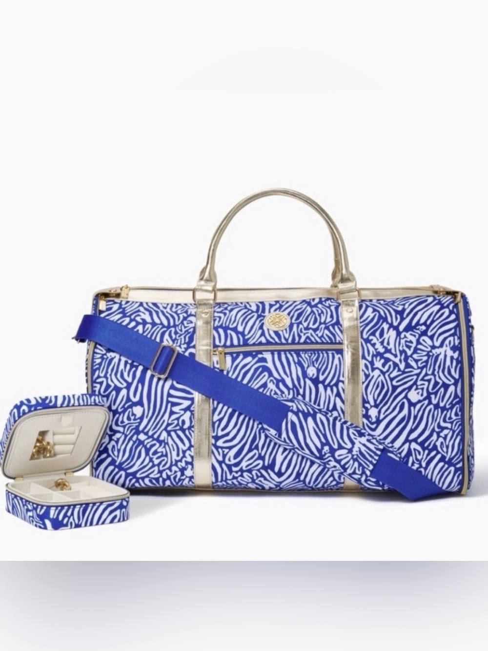 Lilly Pulitzer garment weekender bag & jewelry case Martinique blue zee Bebe NEW - Picture 2 of 14